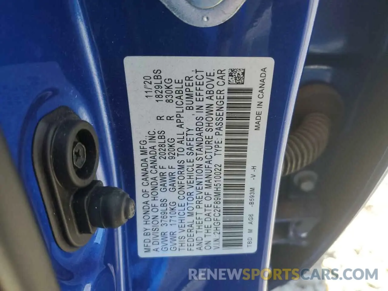 14 fotografías del automóvil dañado 2HGFC2F89MH510022 HONDA CIVIC 2021
