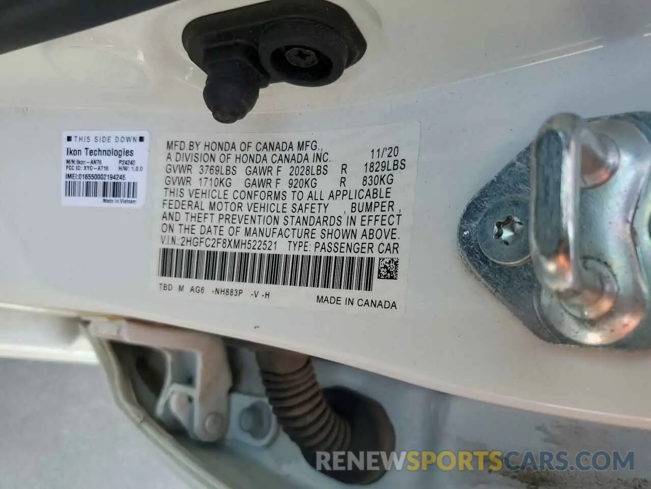 14 fotografías del automóvil dañado 2HGFC2F8XMH522521 HONDA CIVIC 2021