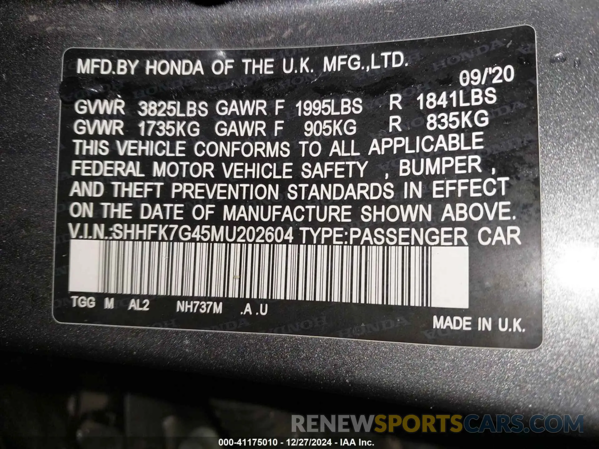 9 fotografías del automóvil dañado SHHFK7G45MU202604 HONDA CIVIC 2021