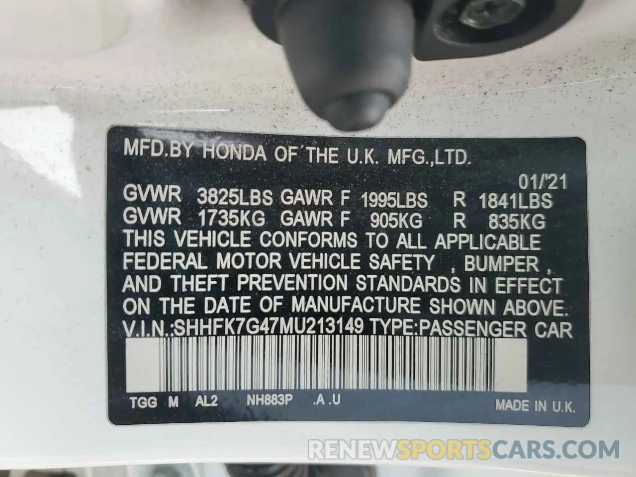 13 fotografías del automóvil dañado SHHFK7G47MU213149 HONDA CIVIC 2021