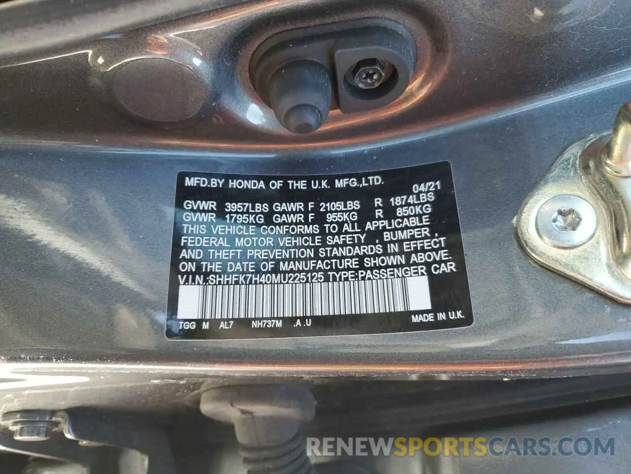 12 fotografías del automóvil dañado SHHFK7H40MU225125 HONDA CIVIC 2021