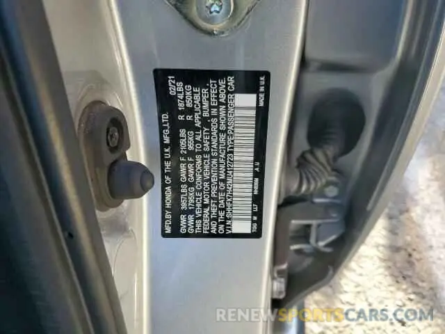 12 fotografías del automóvil dañado SHHFK7H42MU412723 HONDA CIVIC 2021