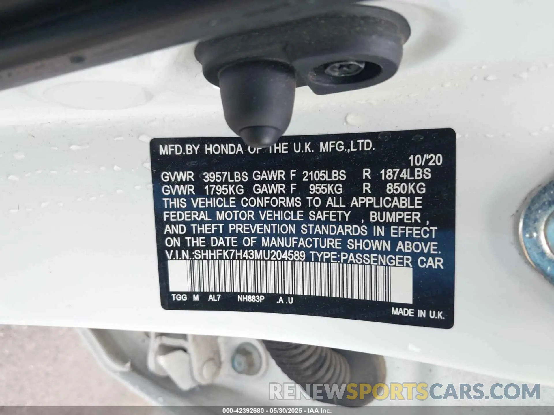 9 fotografías del automóvil dañado SHHFK7H43MU204589 HONDA CIVIC 2021