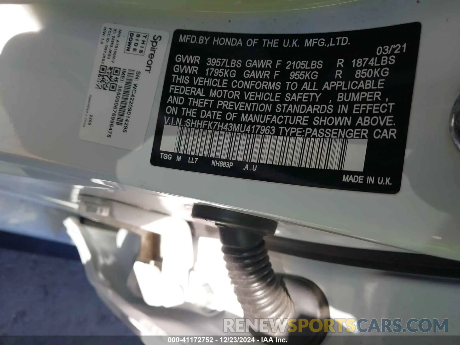 9 fotografías del automóvil dañado SHHFK7H43MU417963 HONDA CIVIC 2021