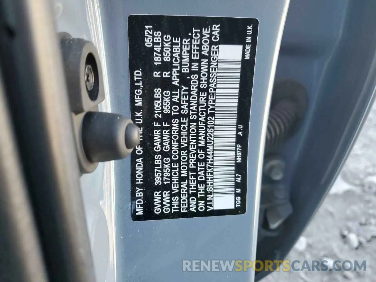 12 fotografías del automóvil dañado SHHFK7H44MU226102 HONDA CIVIC 2021