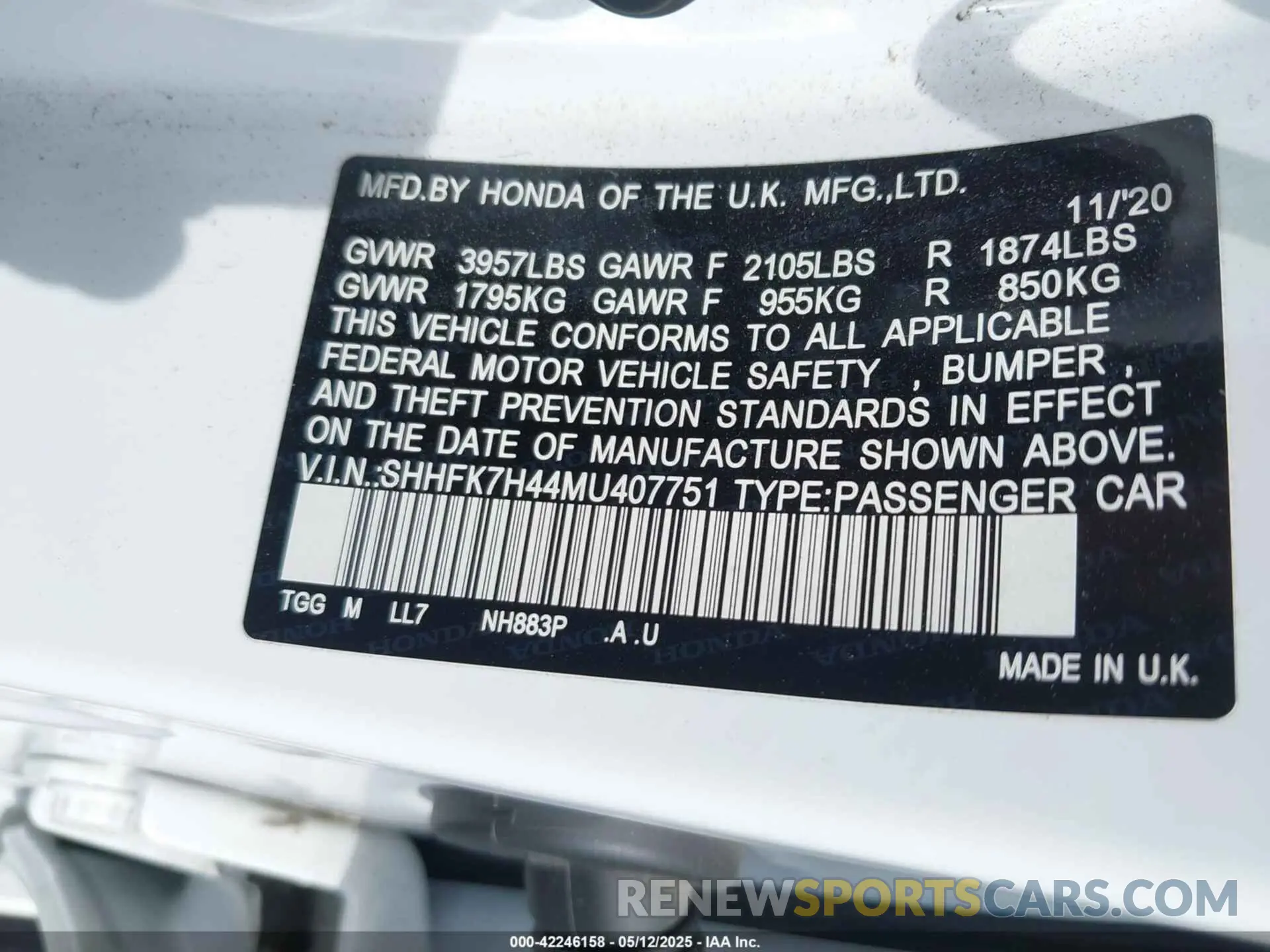 9 fotografías del automóvil dañado SHHFK7H44MU407751 HONDA CIVIC 2021