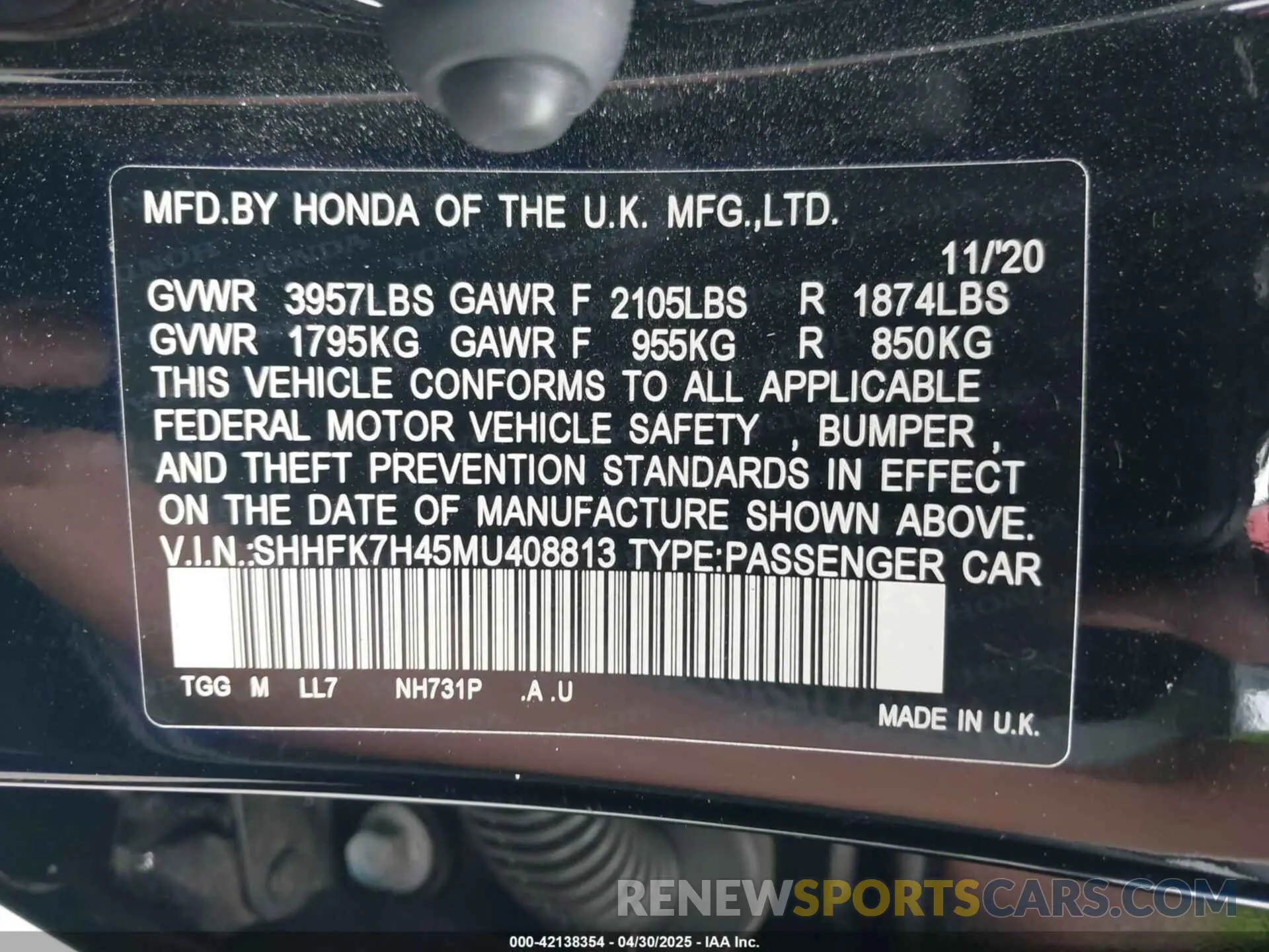 9 fotografías del automóvil dañado SHHFK7H45MU408813 HONDA CIVIC 2021