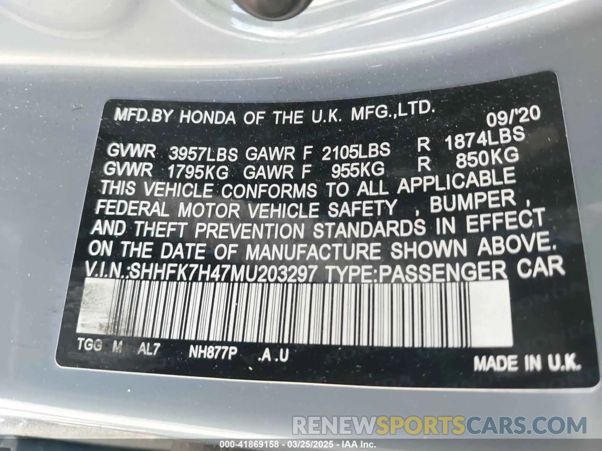 9 fotografías del automóvil dañado SHHFK7H47MU203297 HONDA CIVIC 2021
