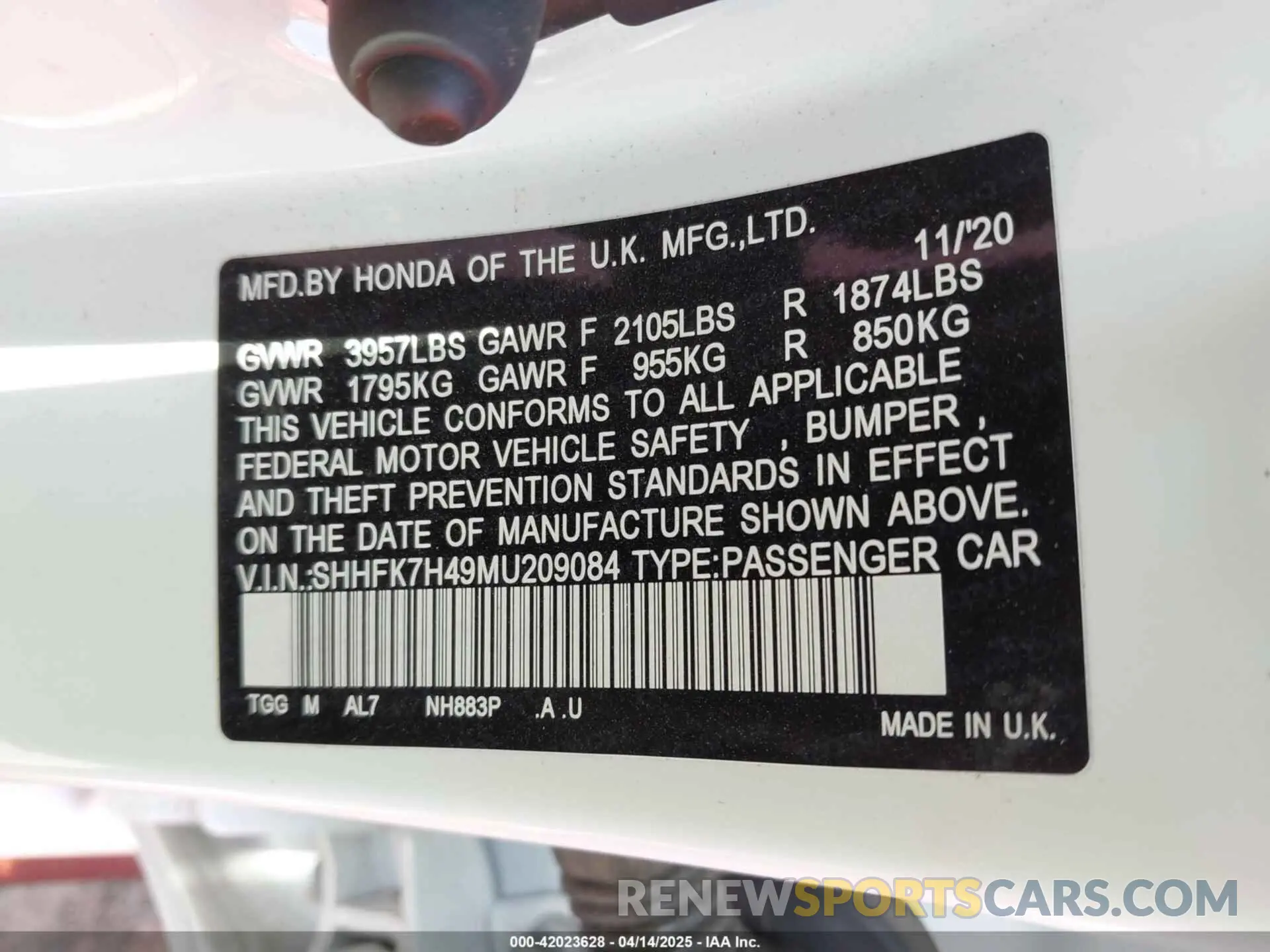 9 fotografías del automóvil dañado SHHFK7H49MU209084 HONDA CIVIC 2021