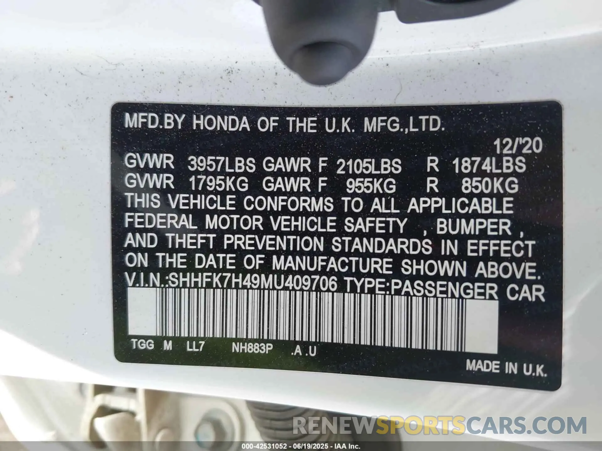 9 fotografías del automóvil dañado SHHFK7H49MU409706 HONDA CIVIC 2021