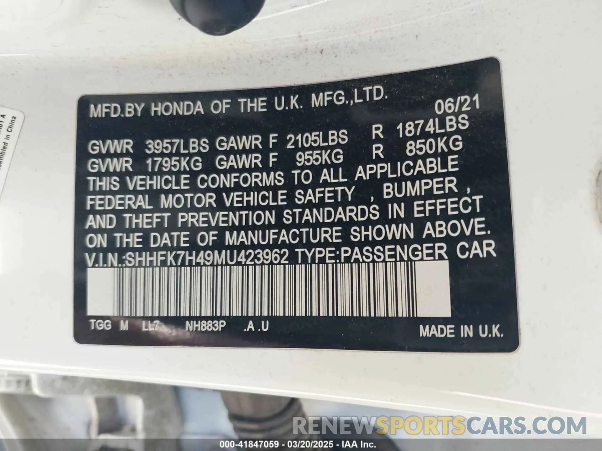 9 fotografías del automóvil dañado SHHFK7H49MU423962 HONDA CIVIC 2021