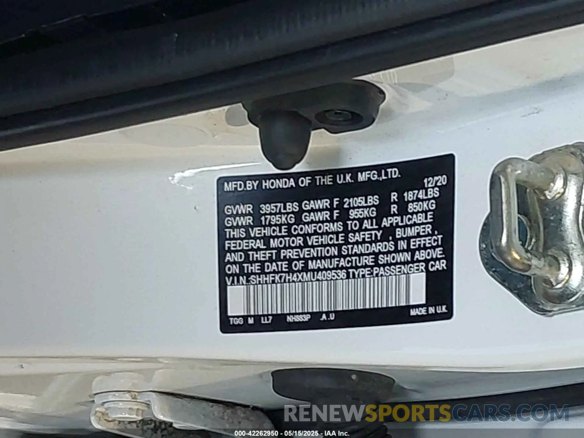 9 fotografías del automóvil dañado SHHFK7H4XMU409536 HONDA CIVIC 2021