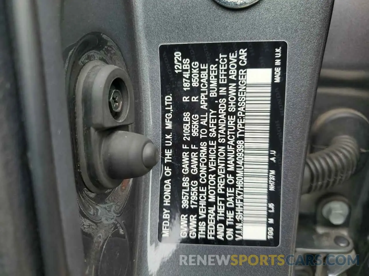 12 fotografías del automóvil dañado SHHFK7H60MU409398 HONDA CIVIC 2021