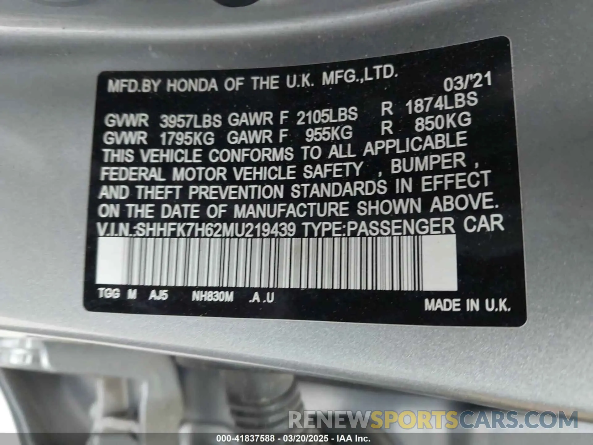 9 fotografías del automóvil dañado SHHFK7H62MU219439 HONDA CIVIC 2021