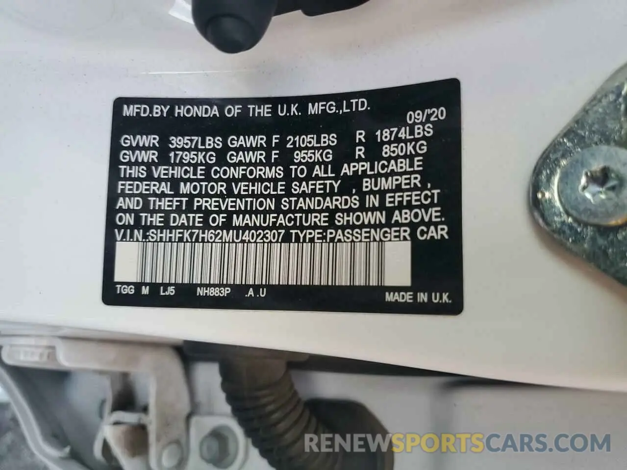 12 fotografías del automóvil dañado SHHFK7H62MU402307 HONDA CIVIC 2021