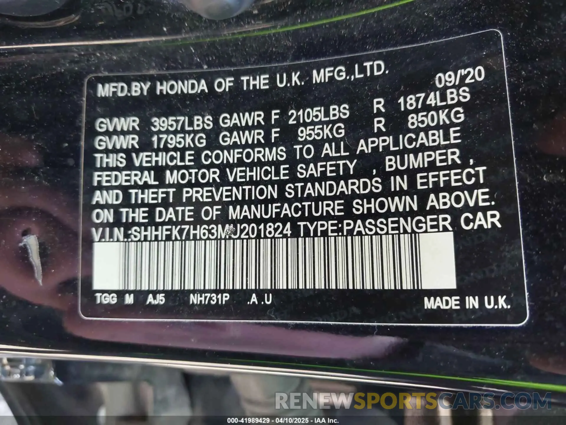 9 fotografías del automóvil dañado SHHFK7H63MU201824 HONDA CIVIC 2021