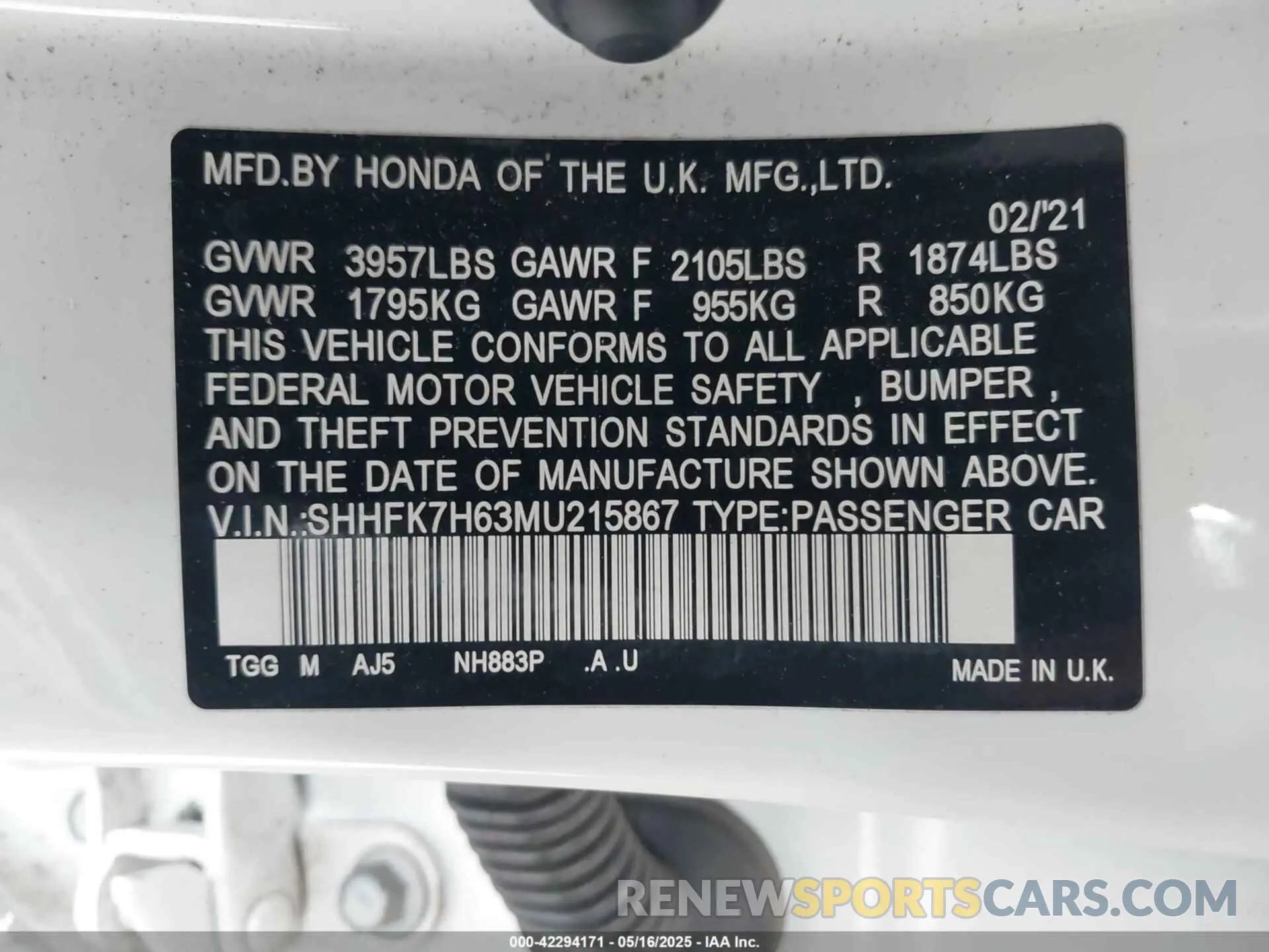 9 fotografías del automóvil dañado SHHFK7H63MU215867 HONDA CIVIC 2021