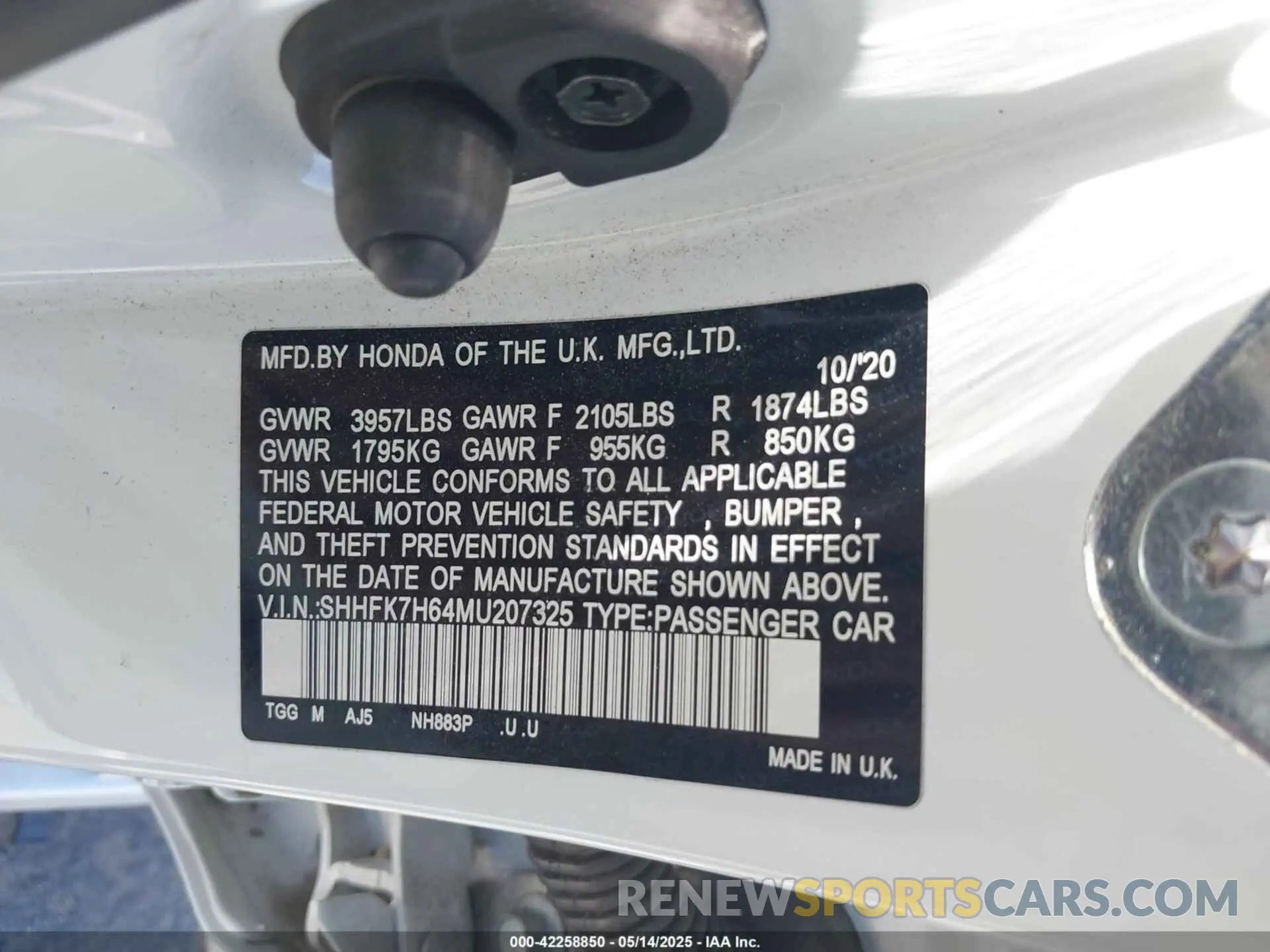9 fotografías del automóvil dañado SHHFK7H64MU207325 HONDA CIVIC 2021