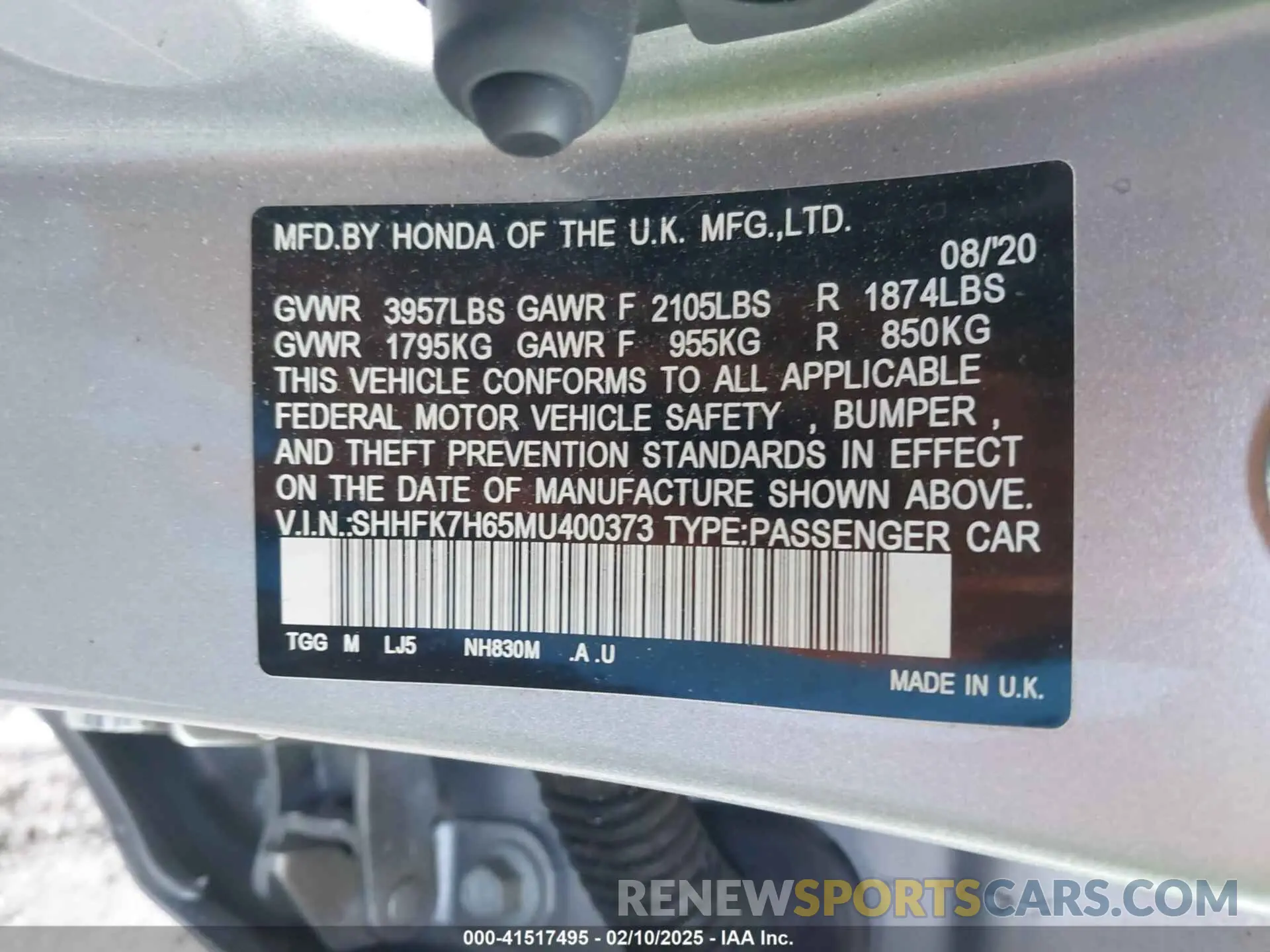 9 fotografías del automóvil dañado SHHFK7H65MU400373 HONDA CIVIC 2021
