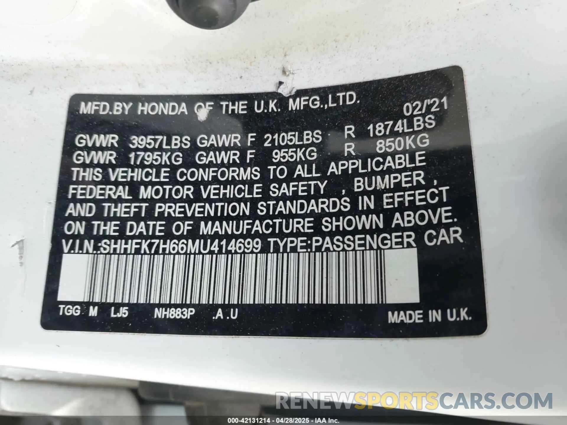 9 fotografías del automóvil dañado SHHFK7H66MU414699 HONDA CIVIC 2021