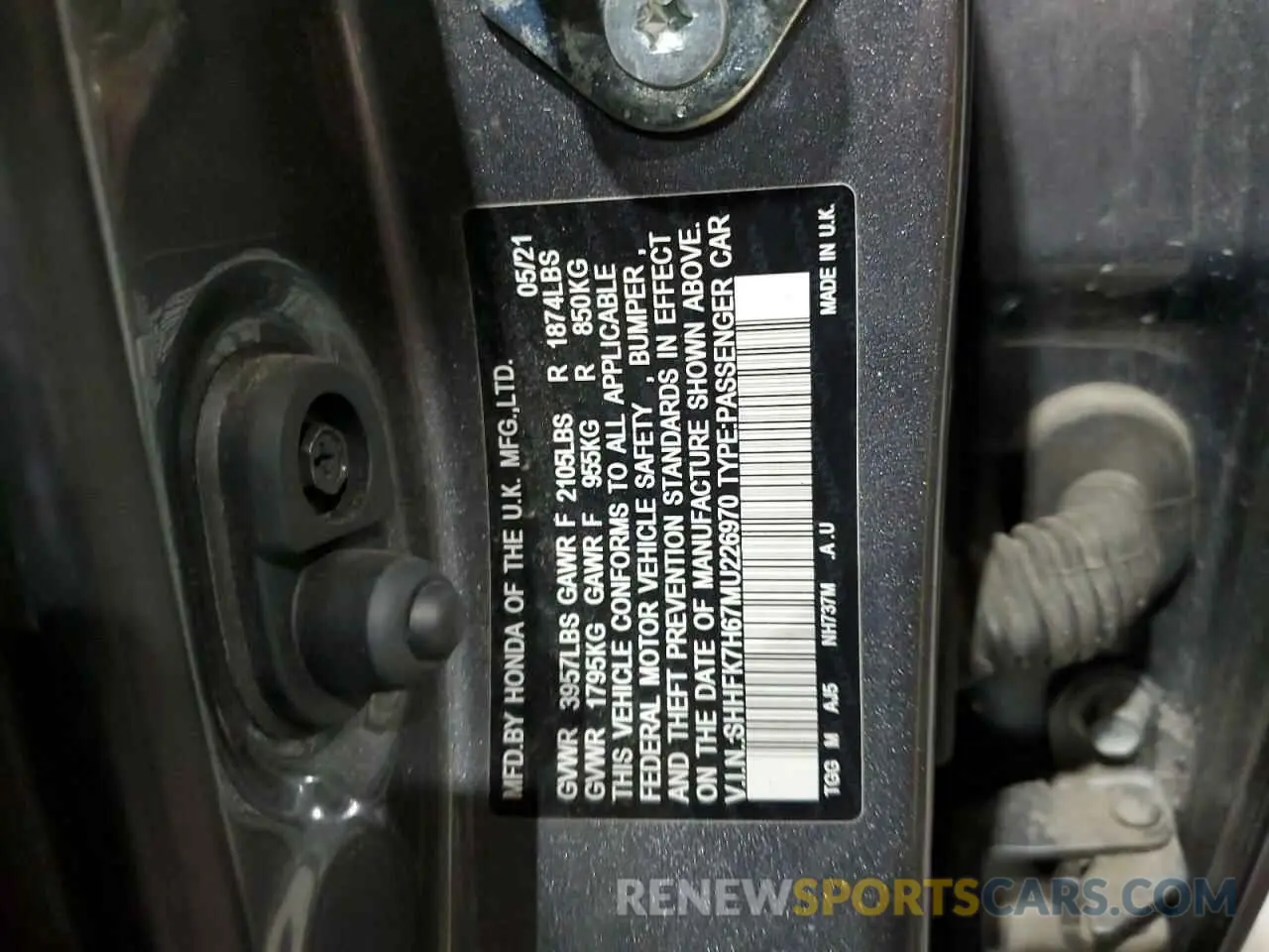 12 fotografías del automóvil dañado SHHFK7H67MU226970 HONDA CIVIC 2021