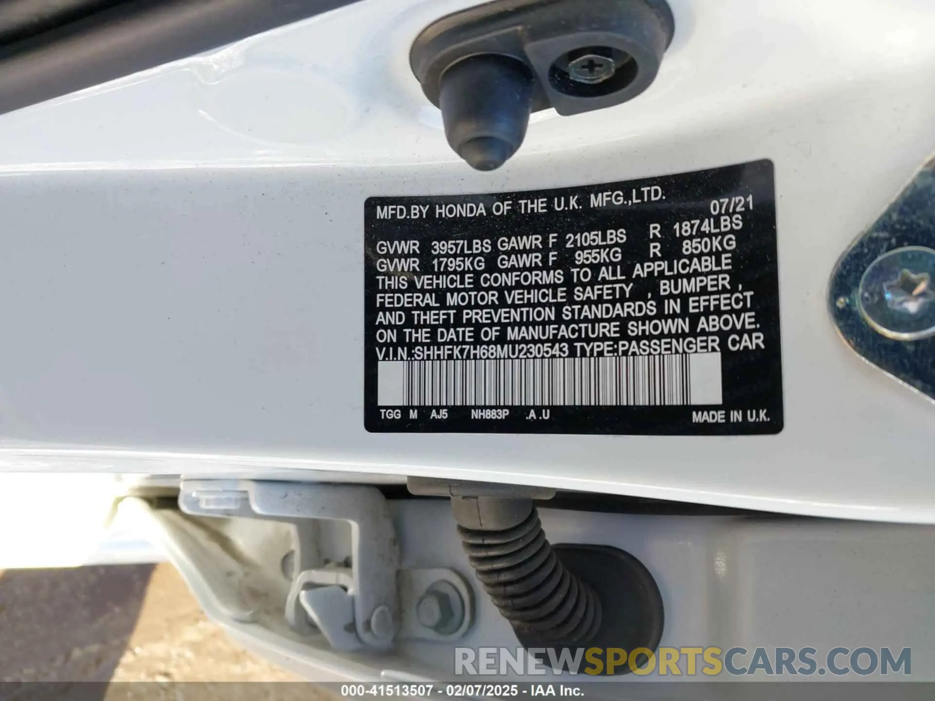 9 fotografías del automóvil dañado SHHFK7H68MU230543 HONDA CIVIC 2021