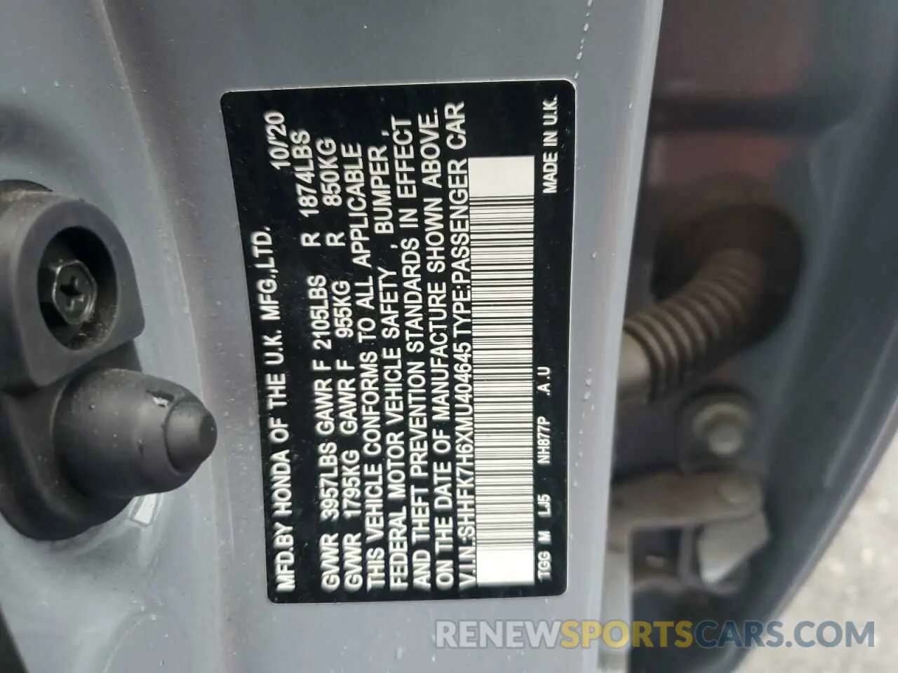 15 fotografías del automóvil dañado SHHFK7H6XMU404645 HONDA CIVIC 2021