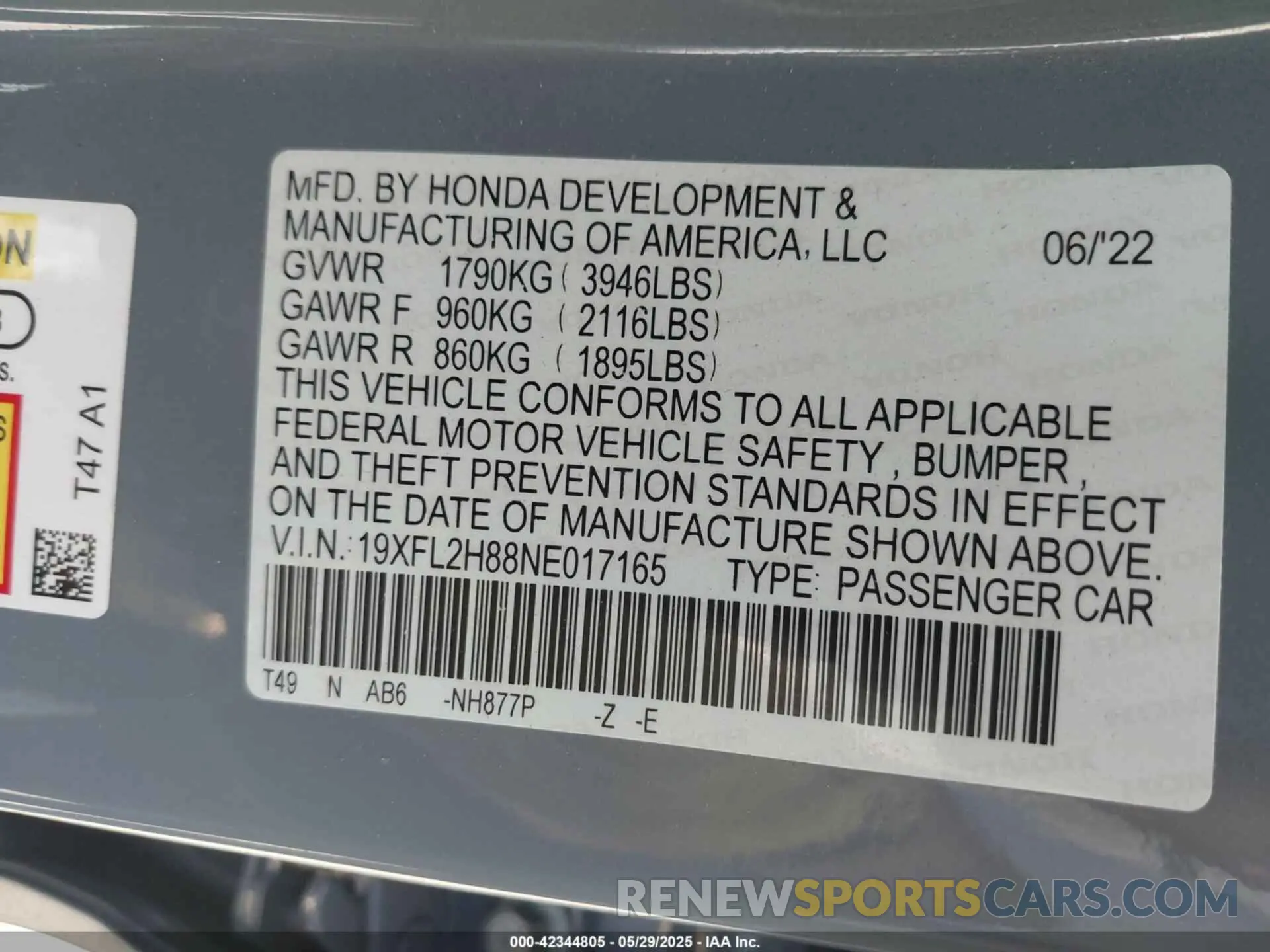 9 fotografías del automóvil dañado 19XFL2H88NE017165 HONDA CIVIC 2022