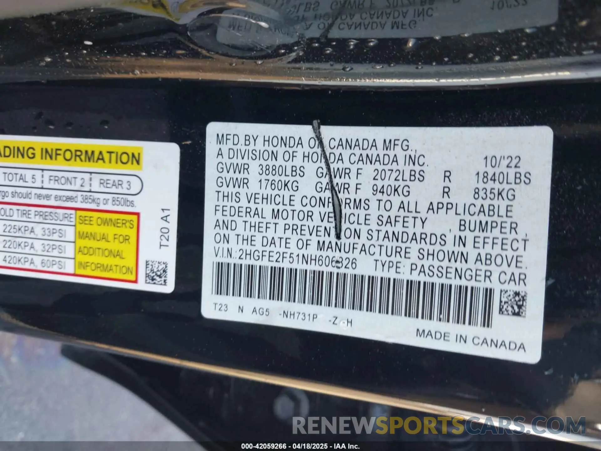 9 fotografías del automóvil dañado 2HGFE2F51NH606826 HONDA CIVIC 2022