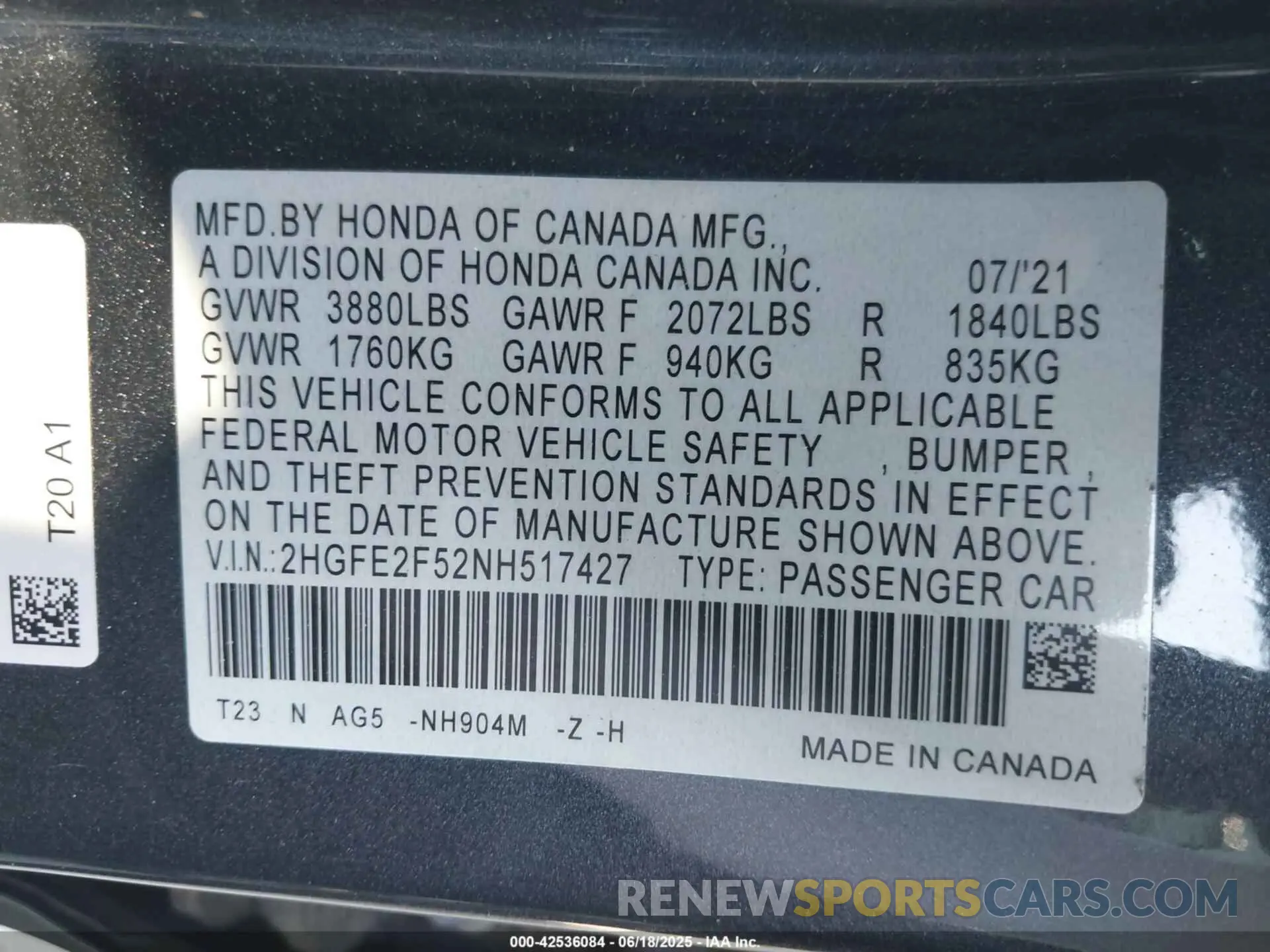 9 fotografías del automóvil dañado 2HGFE2F52NH517427 HONDA CIVIC 2022