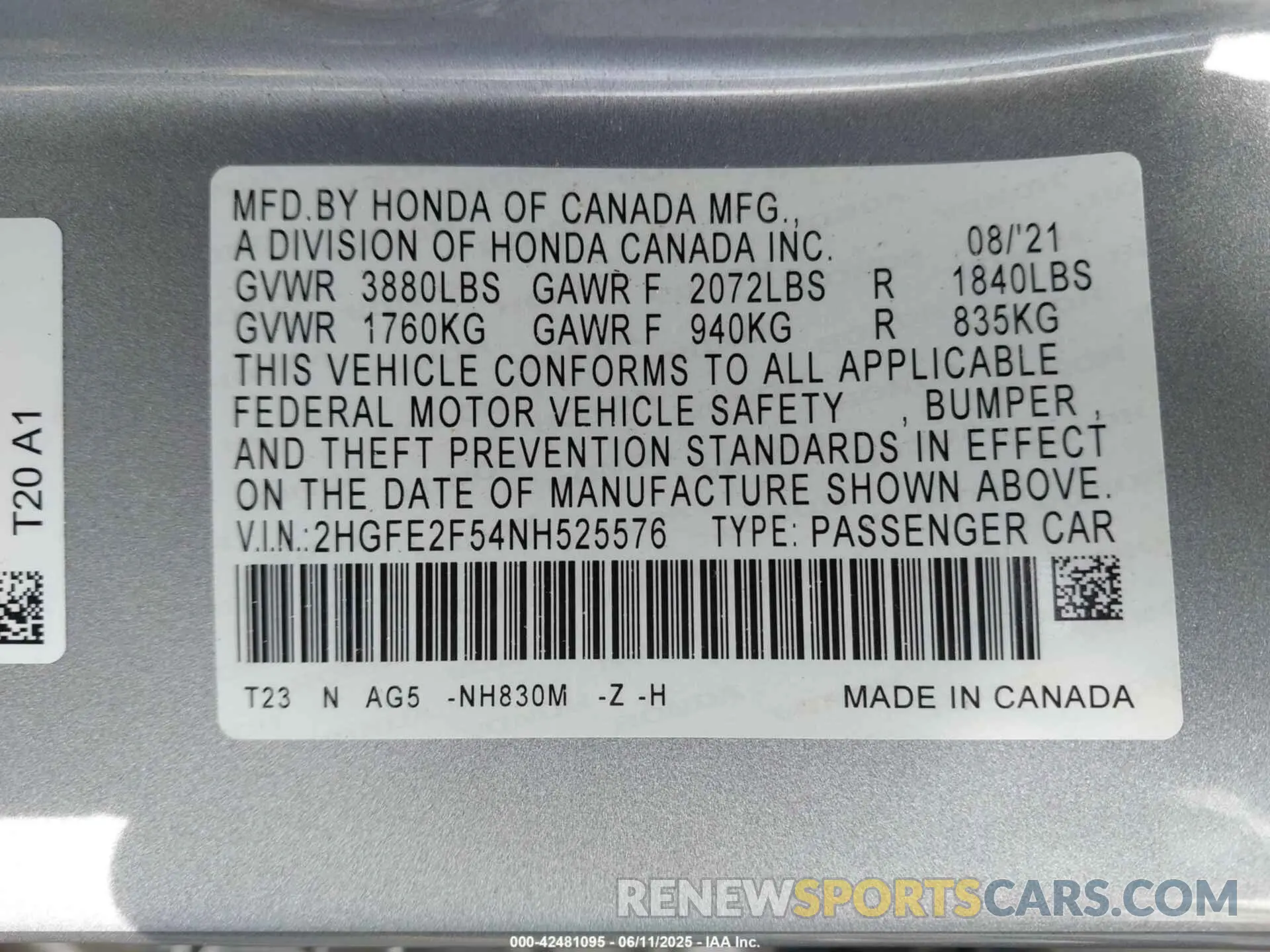 9 fotografías del automóvil dañado 2HGFE2F54NH525576 HONDA CIVIC 2022