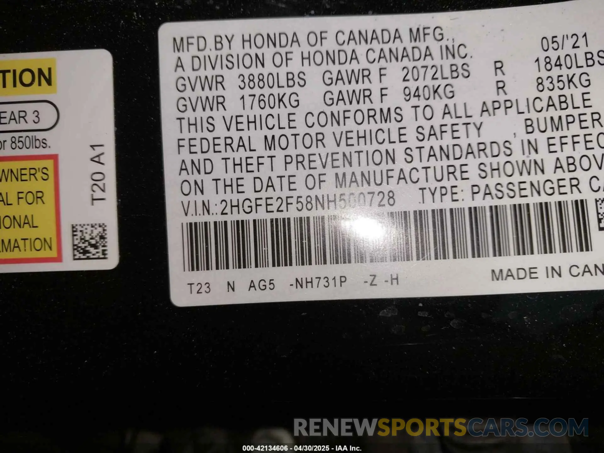 9 fotografías del automóvil dañado 2HGFE2F58NH500728 HONDA CIVIC 2022
