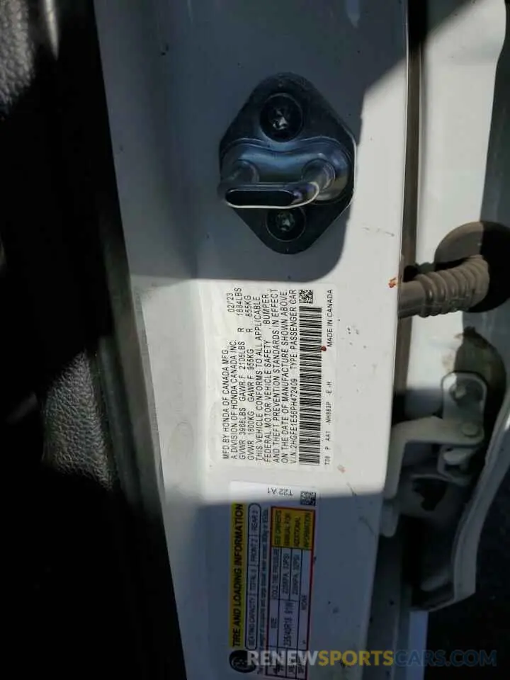 12 fotografías del automóvil dañado 2HGFE1E56PH472409 HONDA CIVIC 2023