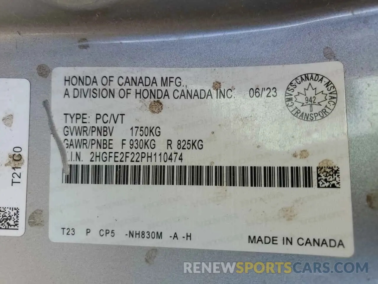 13 fotografías del automóvil dañado 2HGFE2F22PH110474 HONDA CIVIC 2023