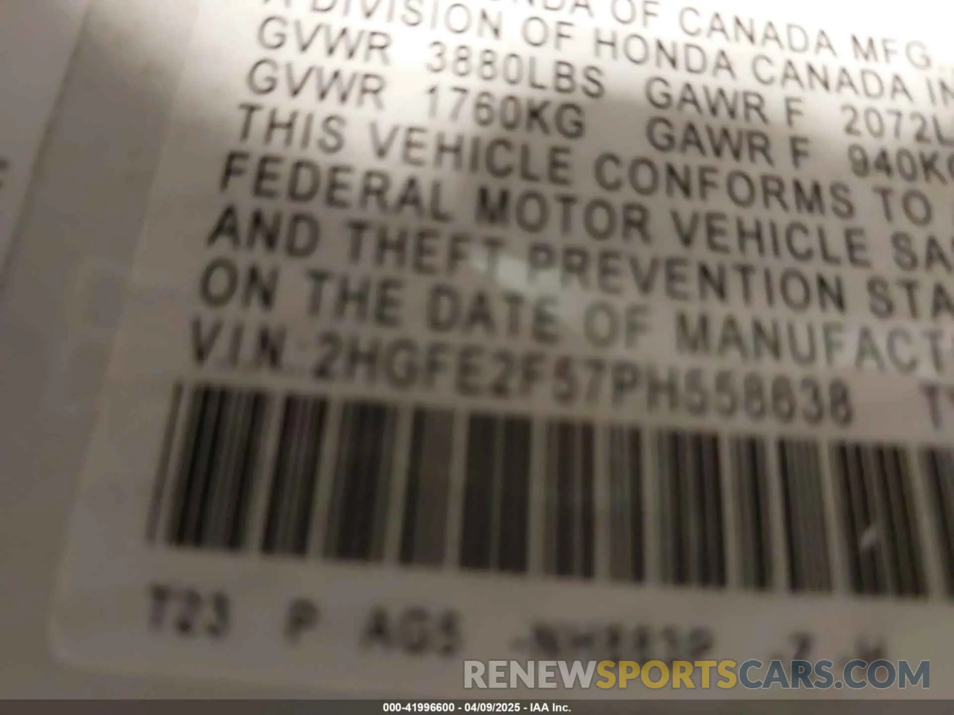 9 fotografías del automóvil dañado 2HGFE2F57PH558638 HONDA CIVIC 2023
