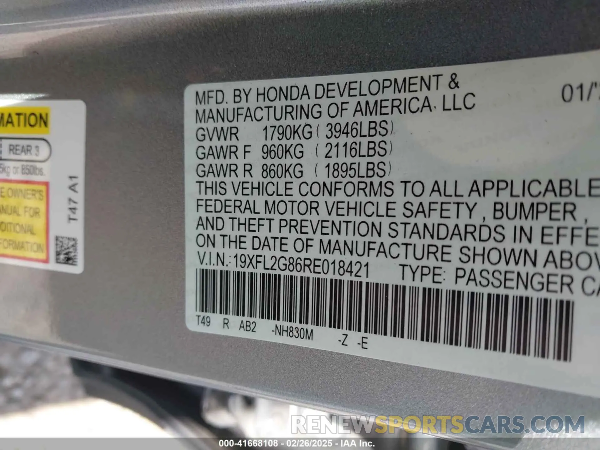 9 fotografías del automóvil dañado 19XFL2G86RE018421 HONDA CIVIC 2024