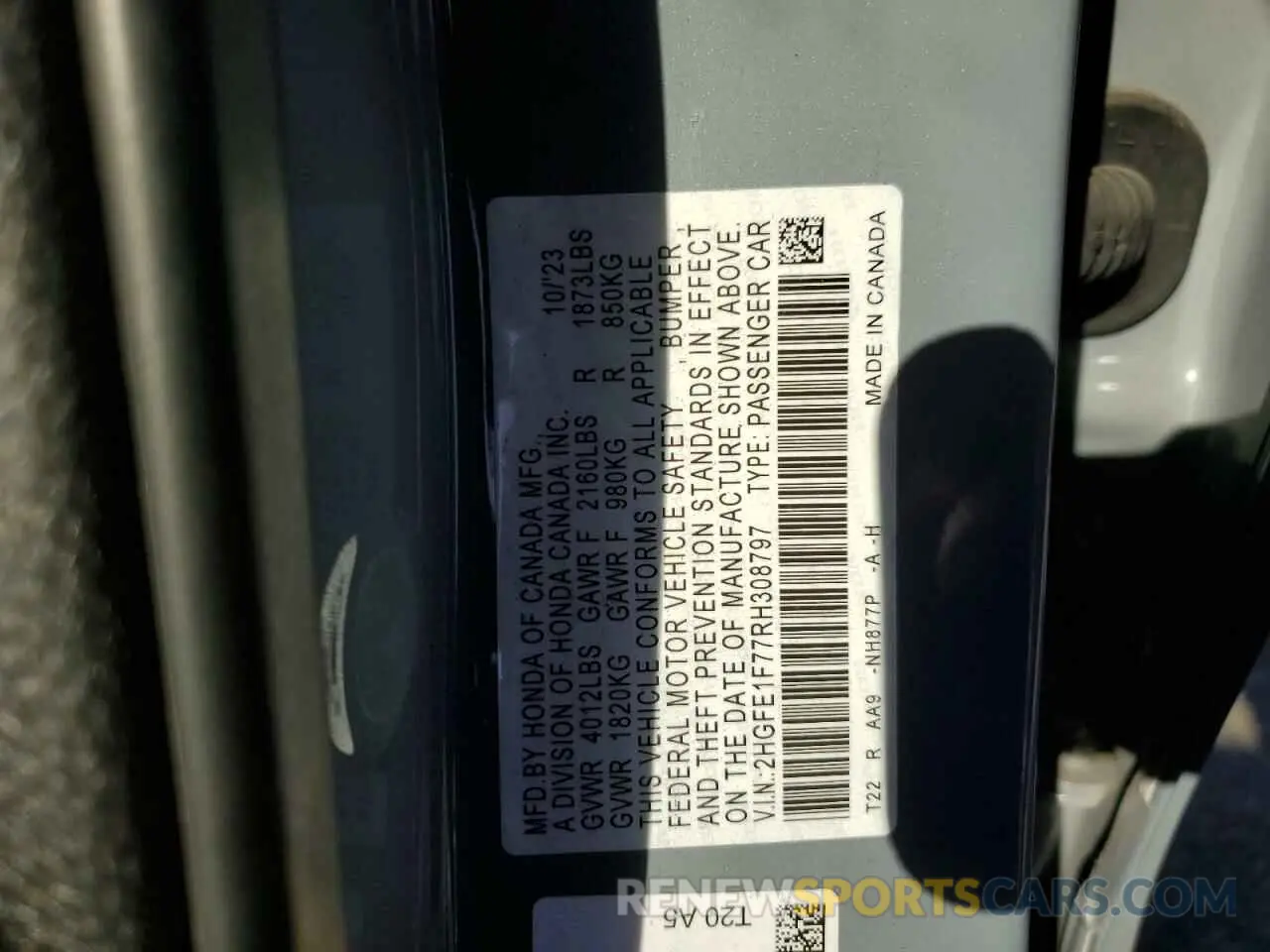 13 fotografías del automóvil dañado 2HGFE1F77RH308797 HONDA CIVIC 2024