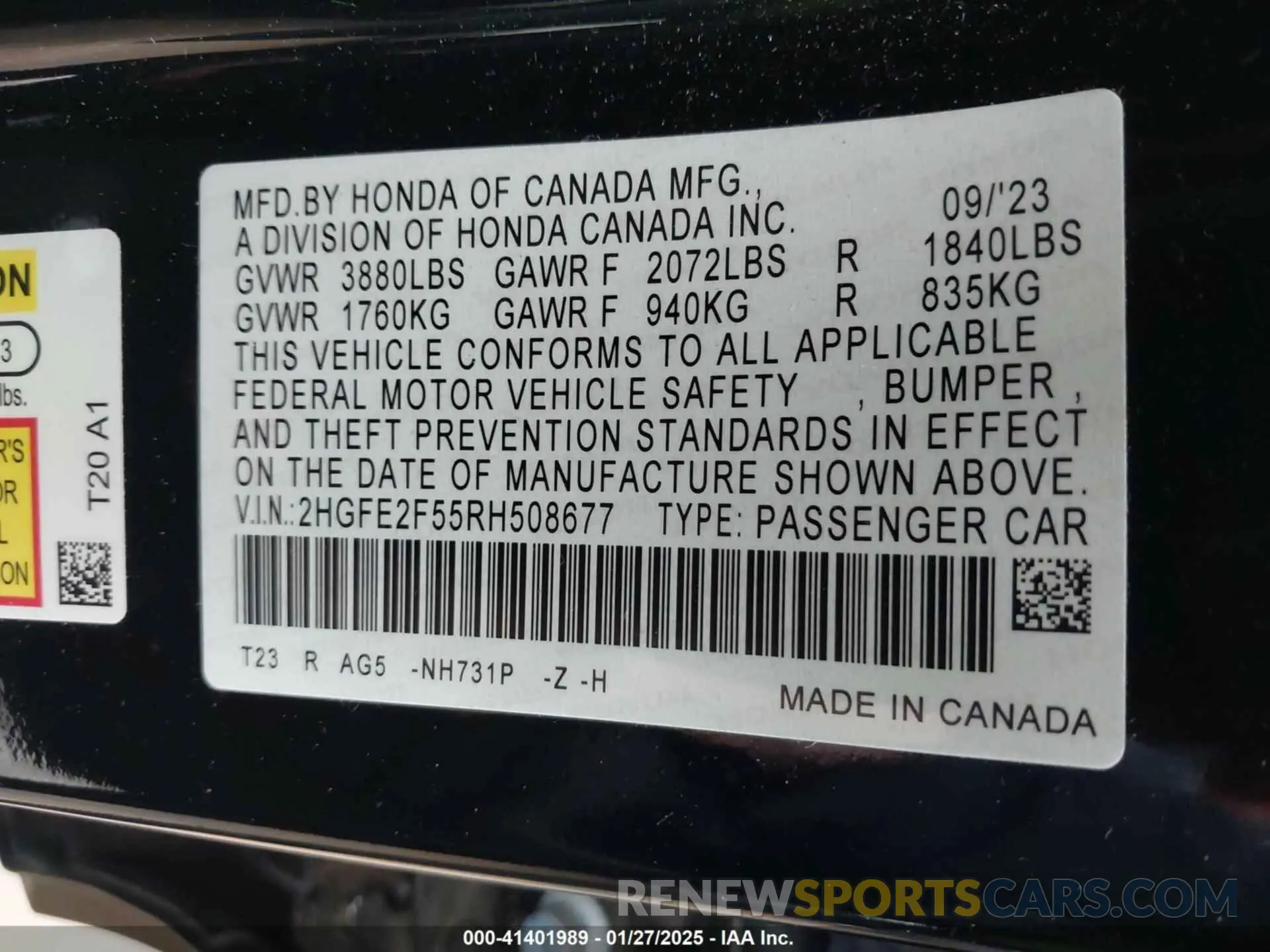 9 fotografías del automóvil dañado 2HGFE2F55RH508677 HONDA CIVIC 2024