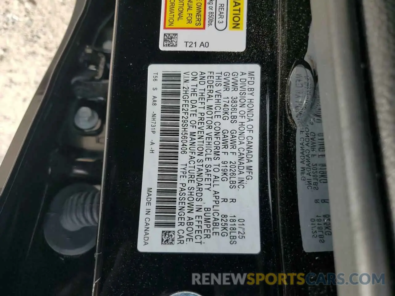 13 fotografías del automóvil dañado 2HGFE2F29SH560406 HONDA CIVIC 2025