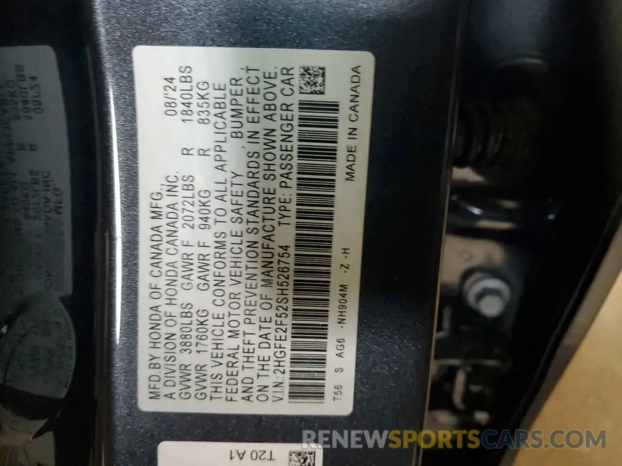 13 fotografías del automóvil dañado 2HGFE2F52SH526754 HONDA CIVIC 2025