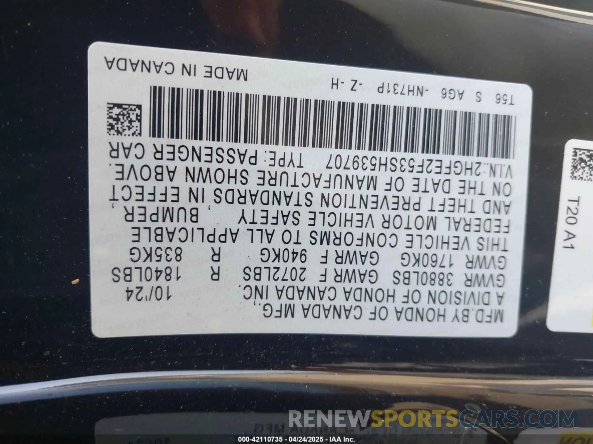 9 fotografías del automóvil dañado 2HGFE2F53SH539707 HONDA CIVIC 2025