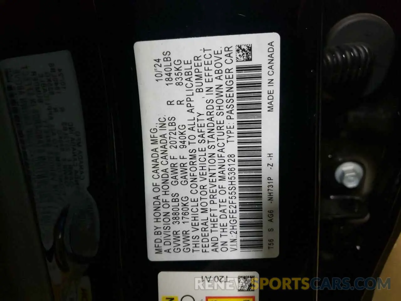 13 fotografías del automóvil dañado 2HGFE2F55SH536128 HONDA CIVIC 2025