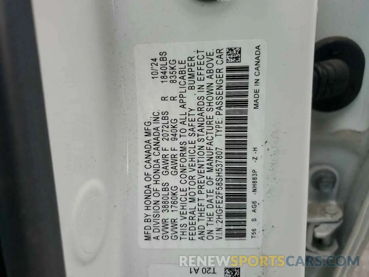 13 fotografías del automóvil dañado 2HGFE2F58SH537807 HONDA CIVIC 2025