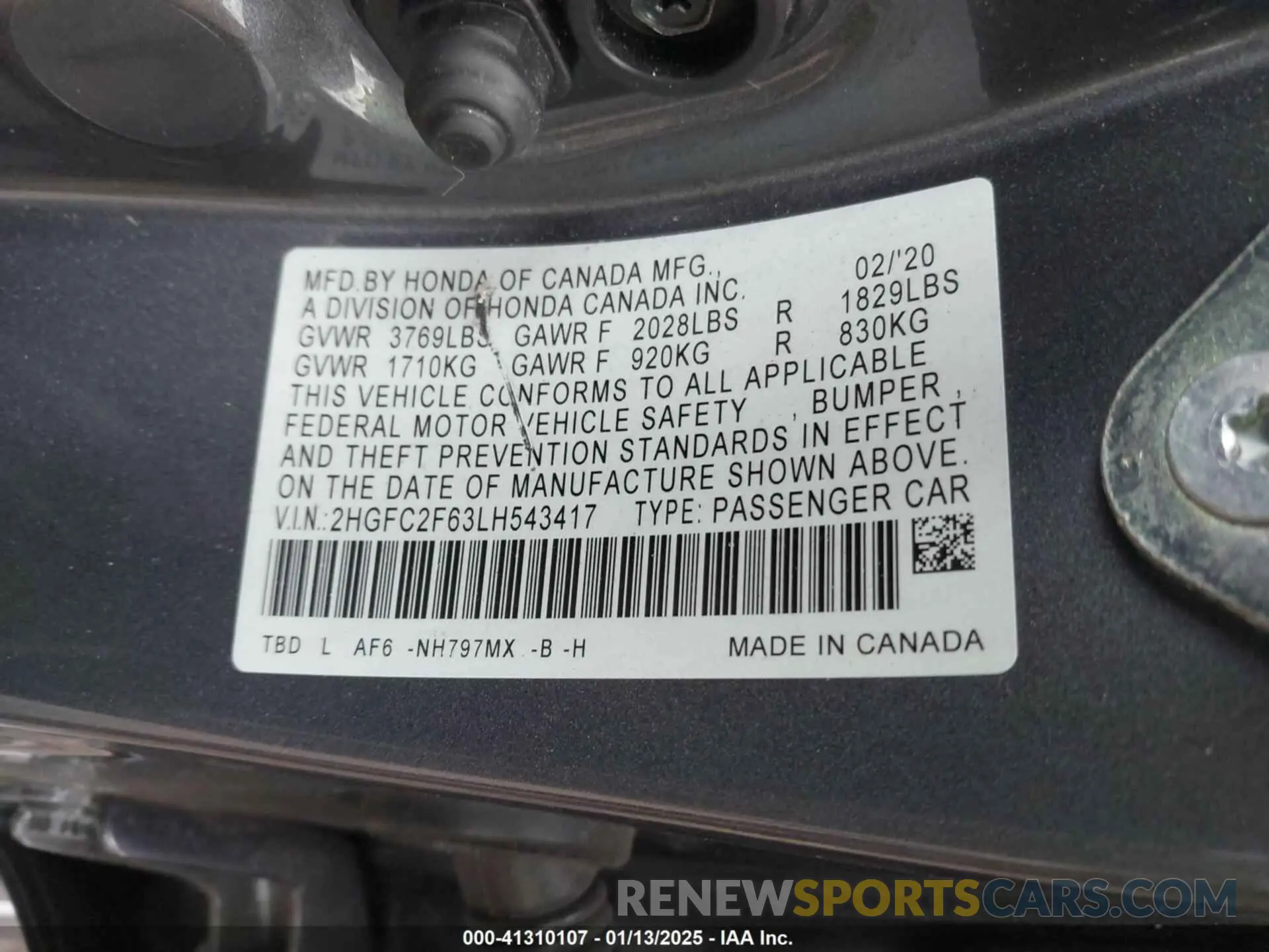 9 fotografías del automóvil dañado 2HGFC2F63LH543417 HONDA CIVIC SEDAN 2020