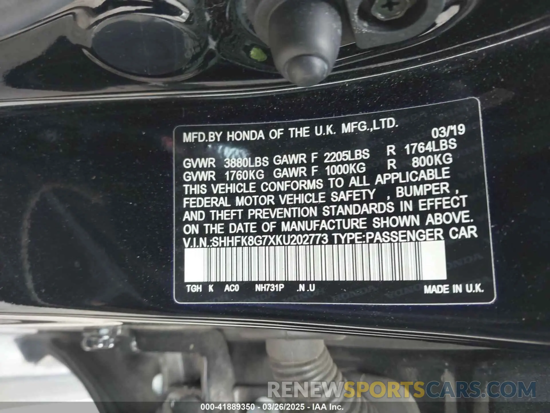 9 fotografías del automóvil dañado SHHFK8G7XKU202773 HONDA CIVIC TYPE R 2019