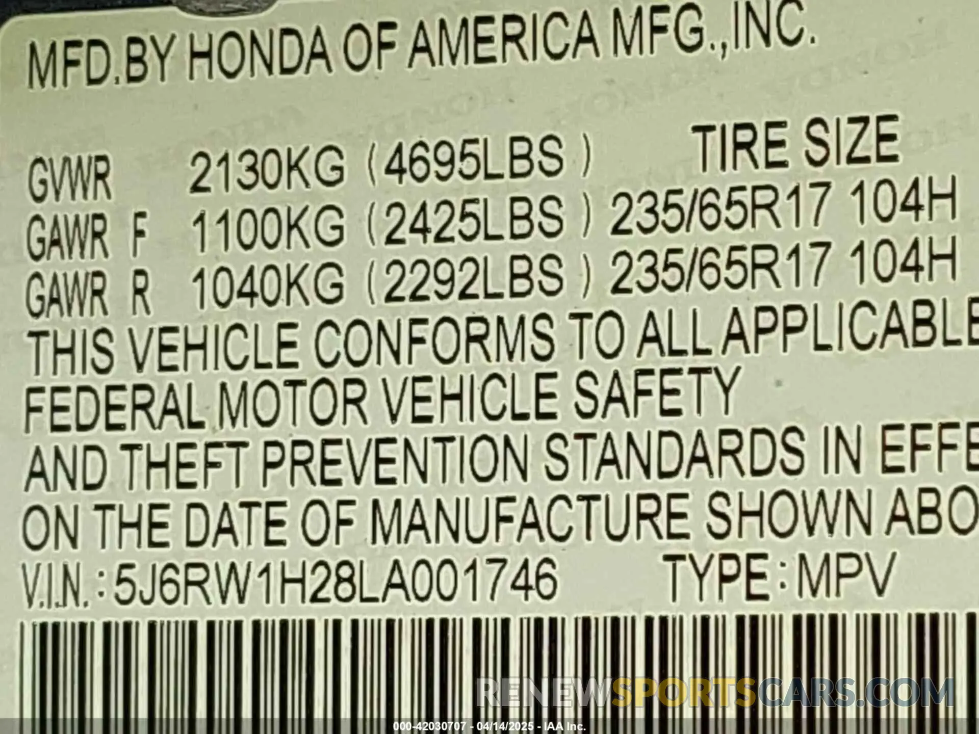 9 fotografías del automóvil dañado 5J6RW1H28LA001746 HONDA CR-V 2020