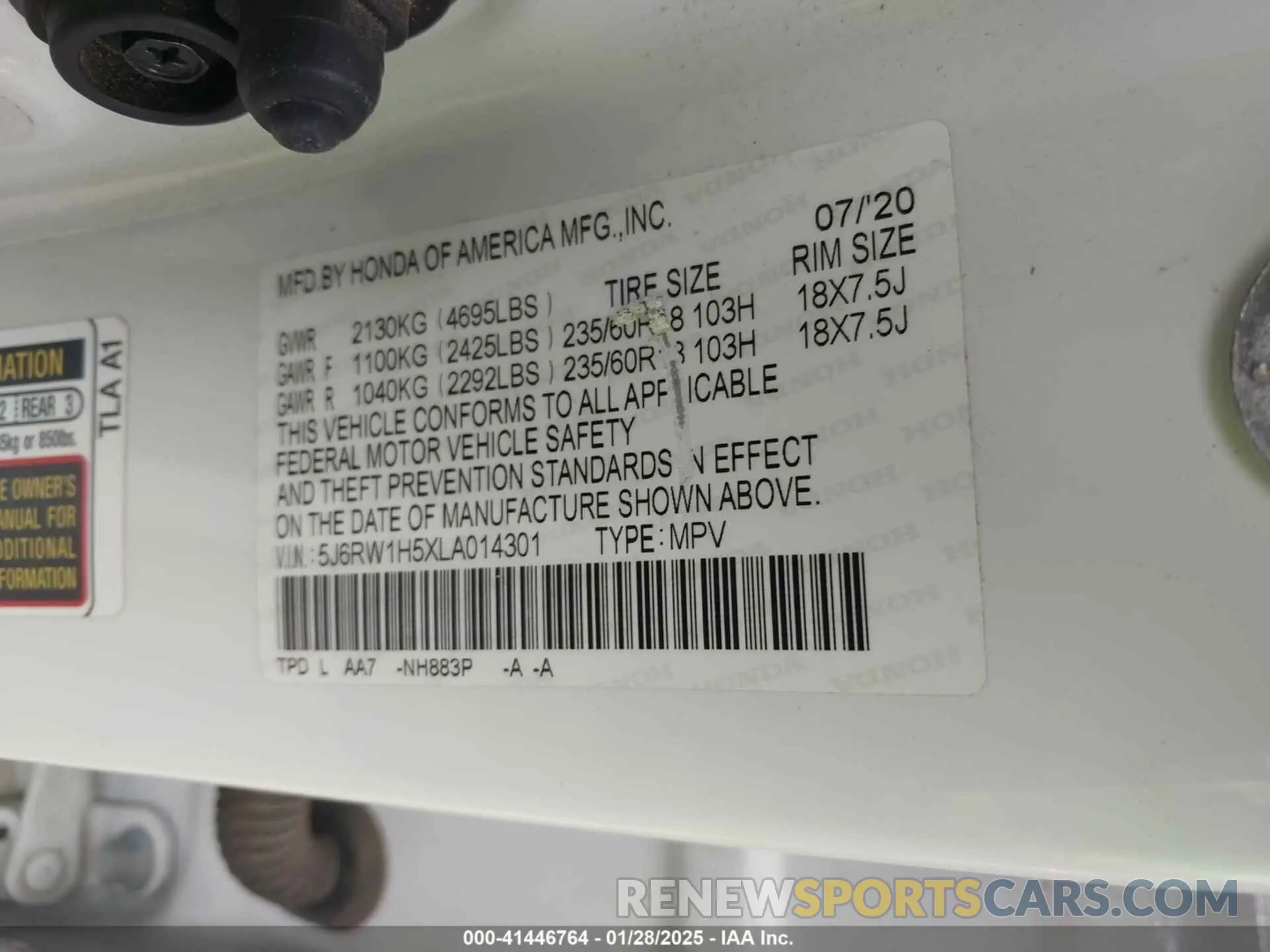 9 fotografías del automóvil dañado 5J6RW1H5XLA014301 HONDA CR-V 2020