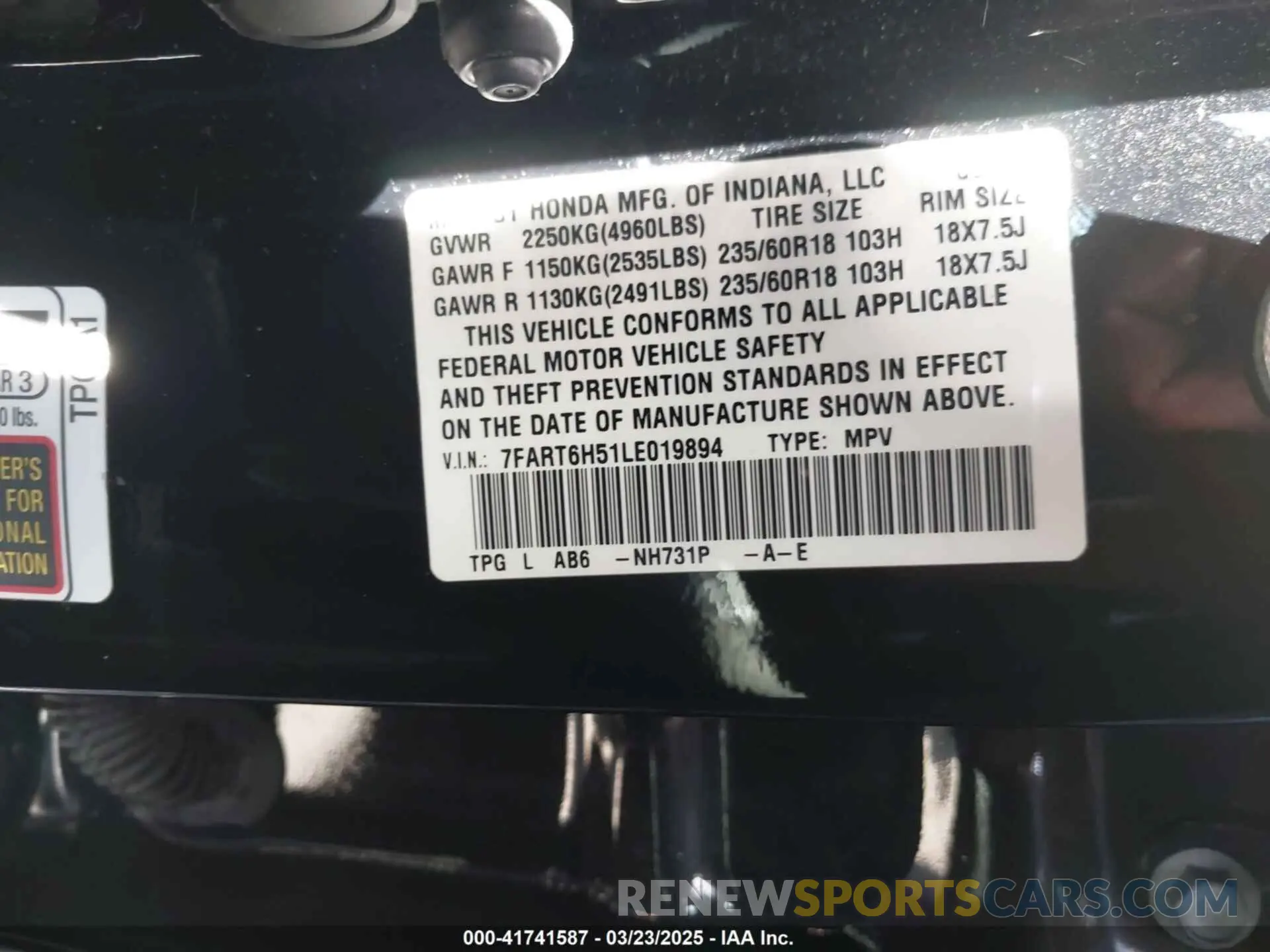 9 fotografías del automóvil dañado 7FART6H51LE019894 HONDA CR-V 2020