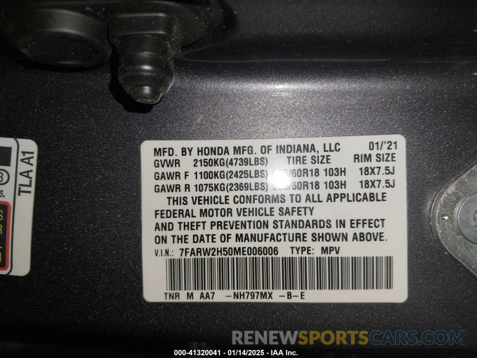 9 fotografías del automóvil dañado 7FARW2H50ME006006 HONDA CR-V 2021