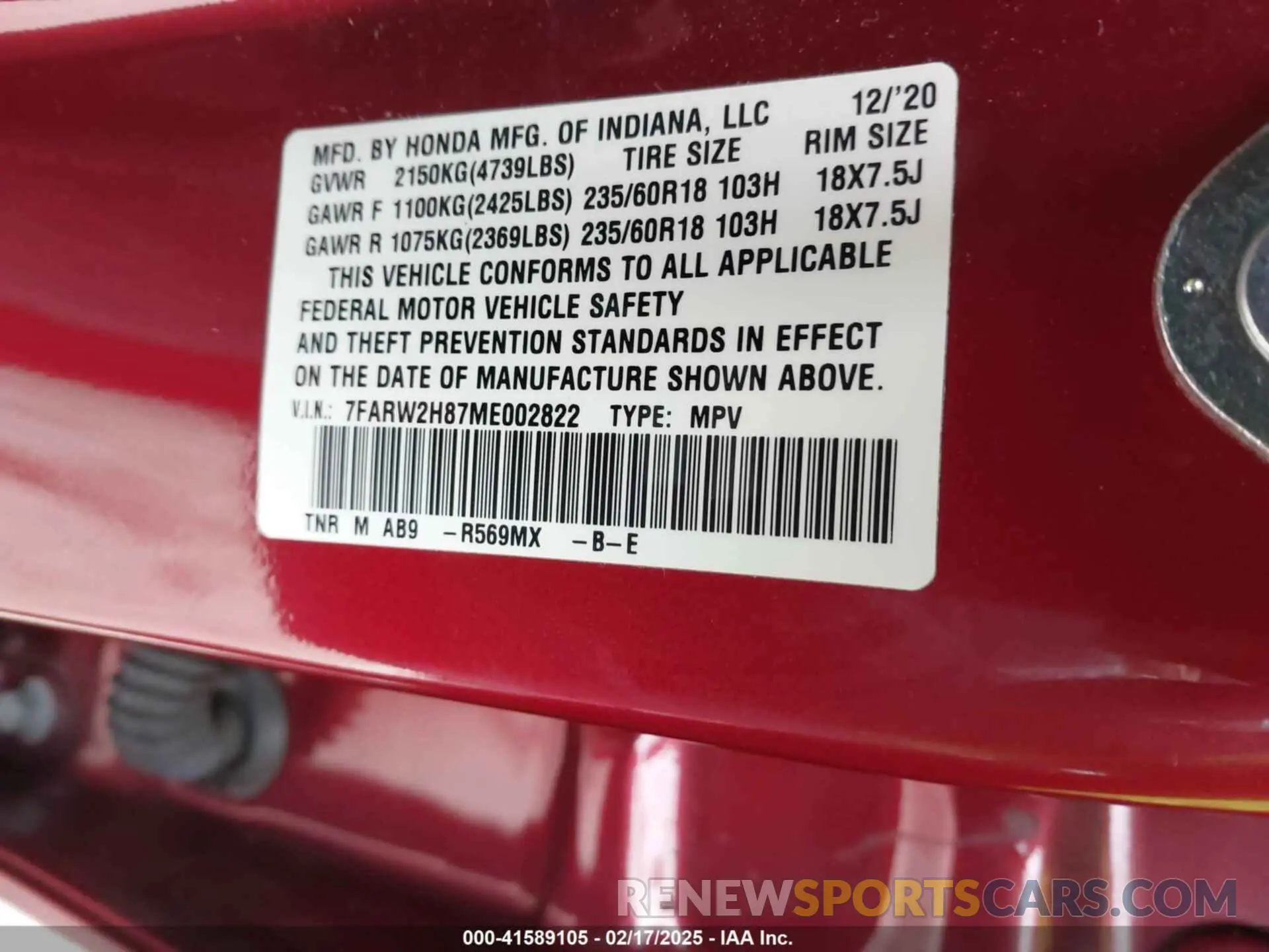 9 fotografías del automóvil dañado 7FARW2H87ME002822 HONDA CR-V 2021